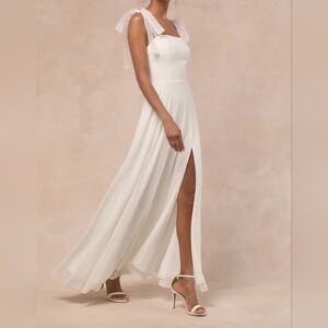 Lulus Radiant Romance White Tie-Strap Maxi Dress